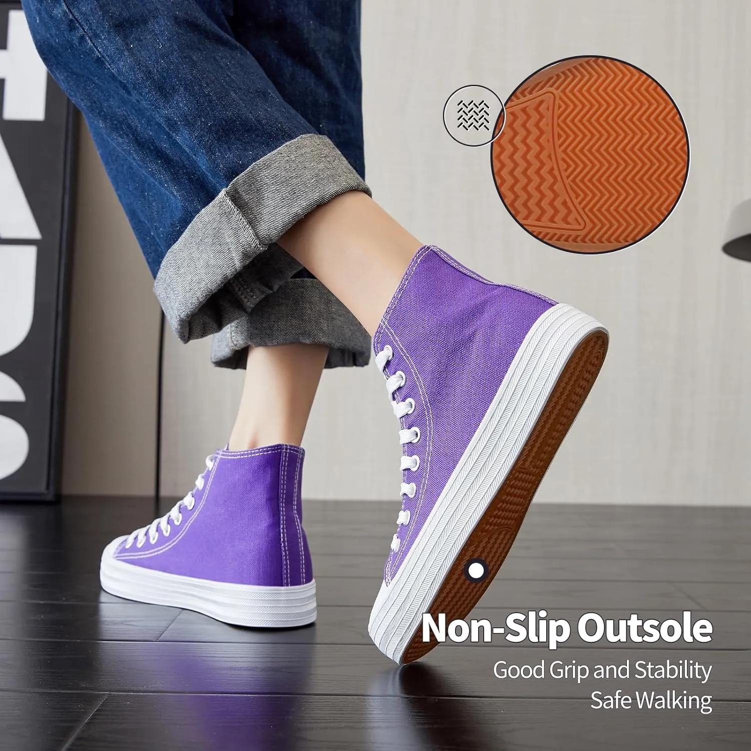HYPOCRUTE Womens High Top Sneakers Classic Canvas Shoes for Women Lace Up Canvas Sneakers Casual Tennis Shoes for Walking