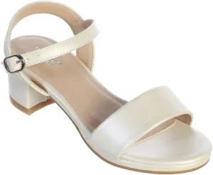 iGirlDress Girls Matte Strap Buckle Block Heel Dress Open-Toe Sandals 9-5 Kids