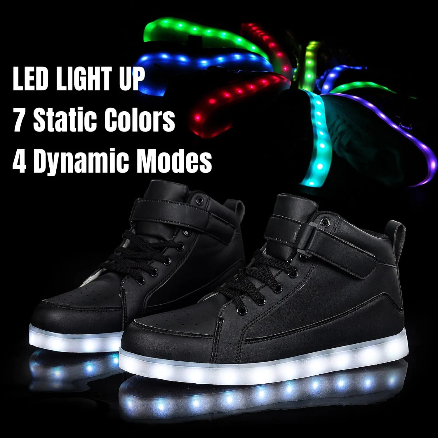 IGxx LED Light Up High Top Sneakers - USB Rechargeable, Glowing, Flashing Shoes for Men, Women & Kids