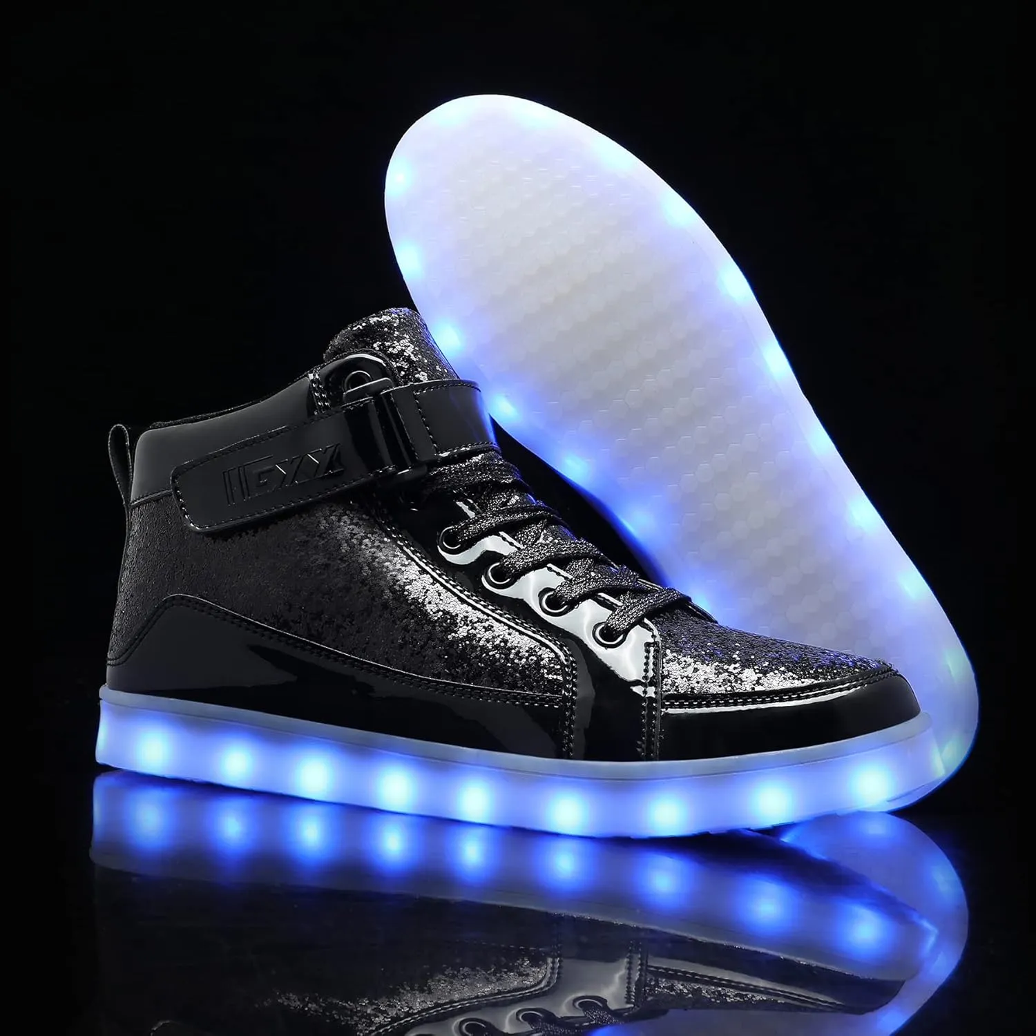 IGxx LED Light Up High Top Sneakers - USB Rechargeable, Glowing, Flashing Shoes for Men, Women & Kids