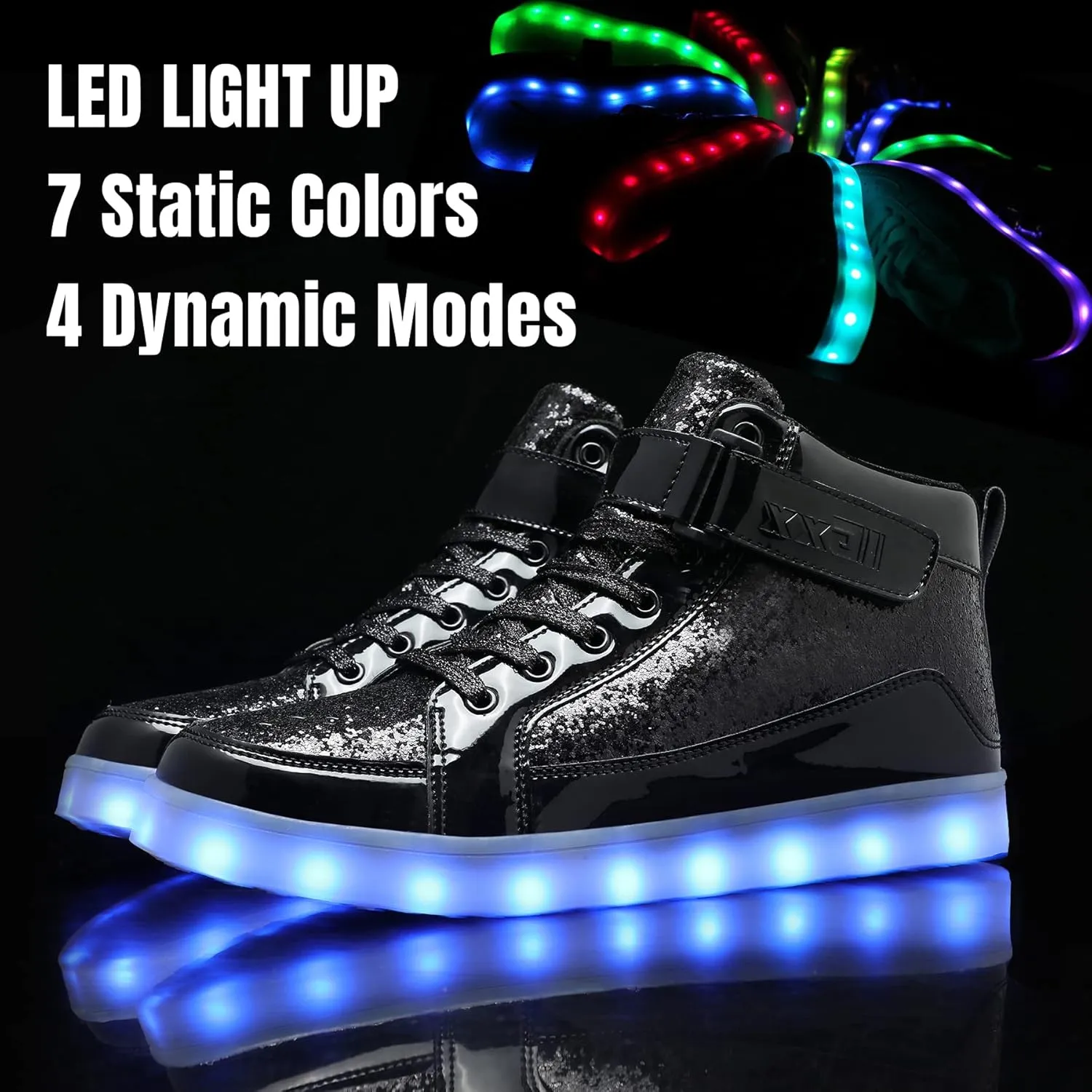 IGxx LED Light Up High Top Sneakers - USB Rechargeable, Glowing, Flashing Shoes for Men, Women & Kids