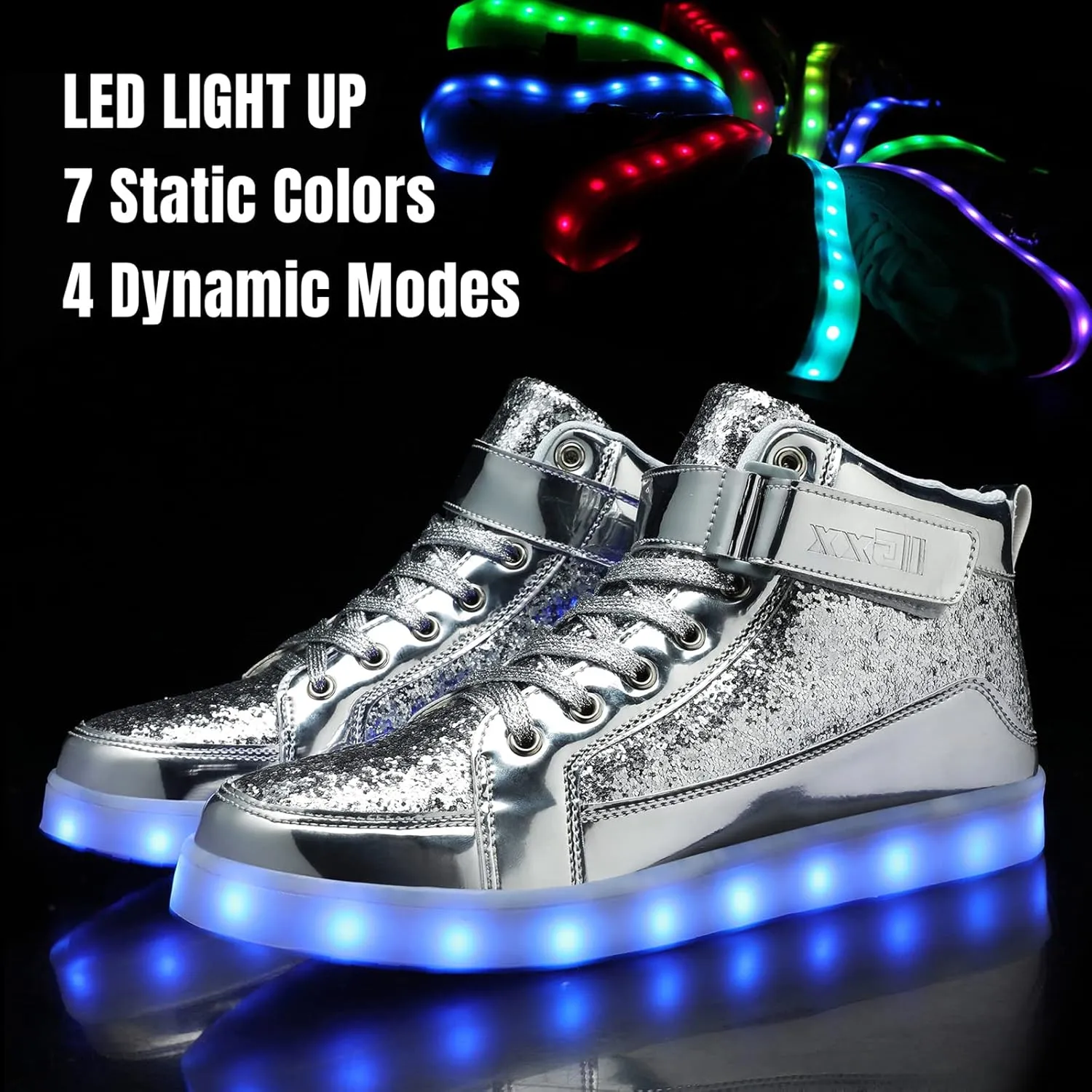 IGxx LED Light Up High Top Sneakers - USB Rechargeable, Glowing, Flashing Shoes for Men, Women & Kids