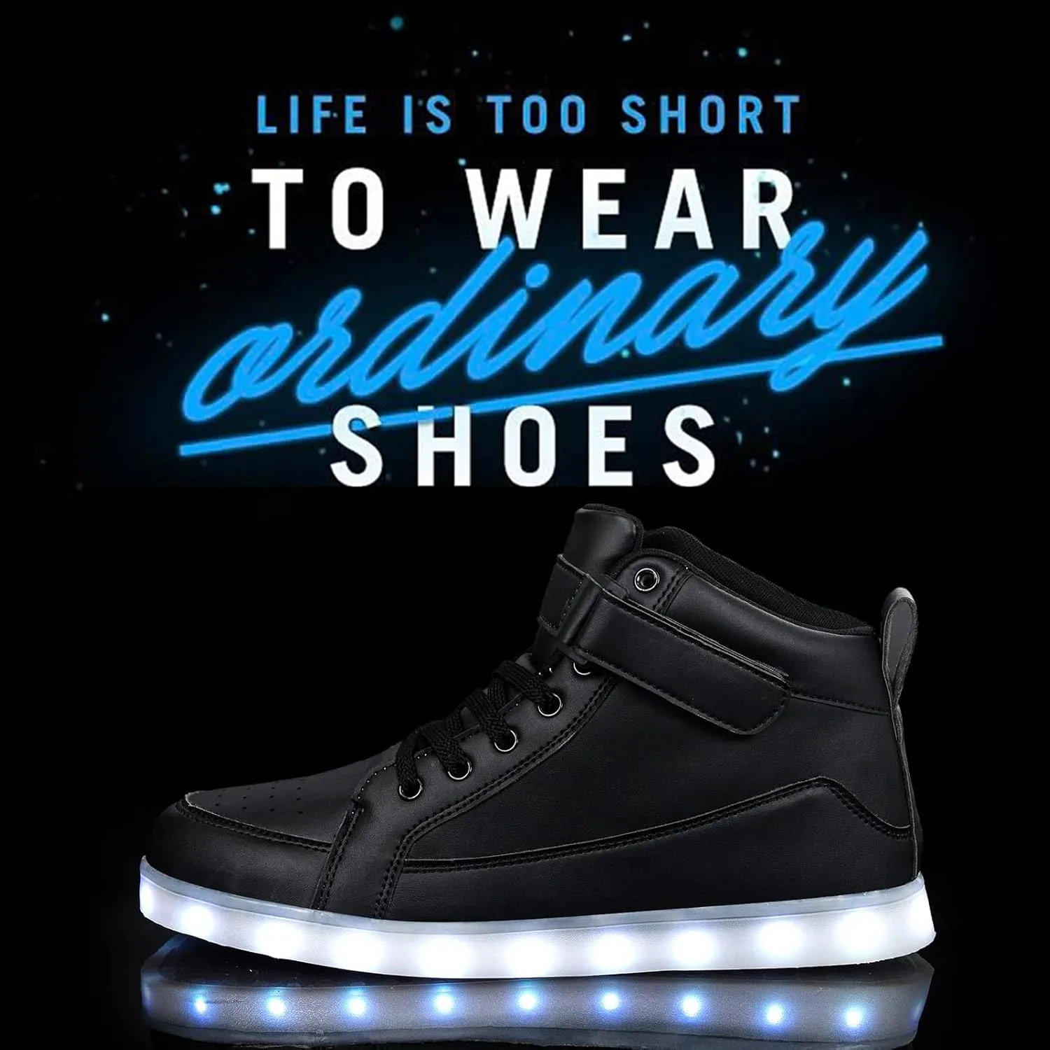IGxx LED Light Up High Top Sneakers - USB Rechargeable, Glowing, Flashing Shoes for Men, Women & Kids