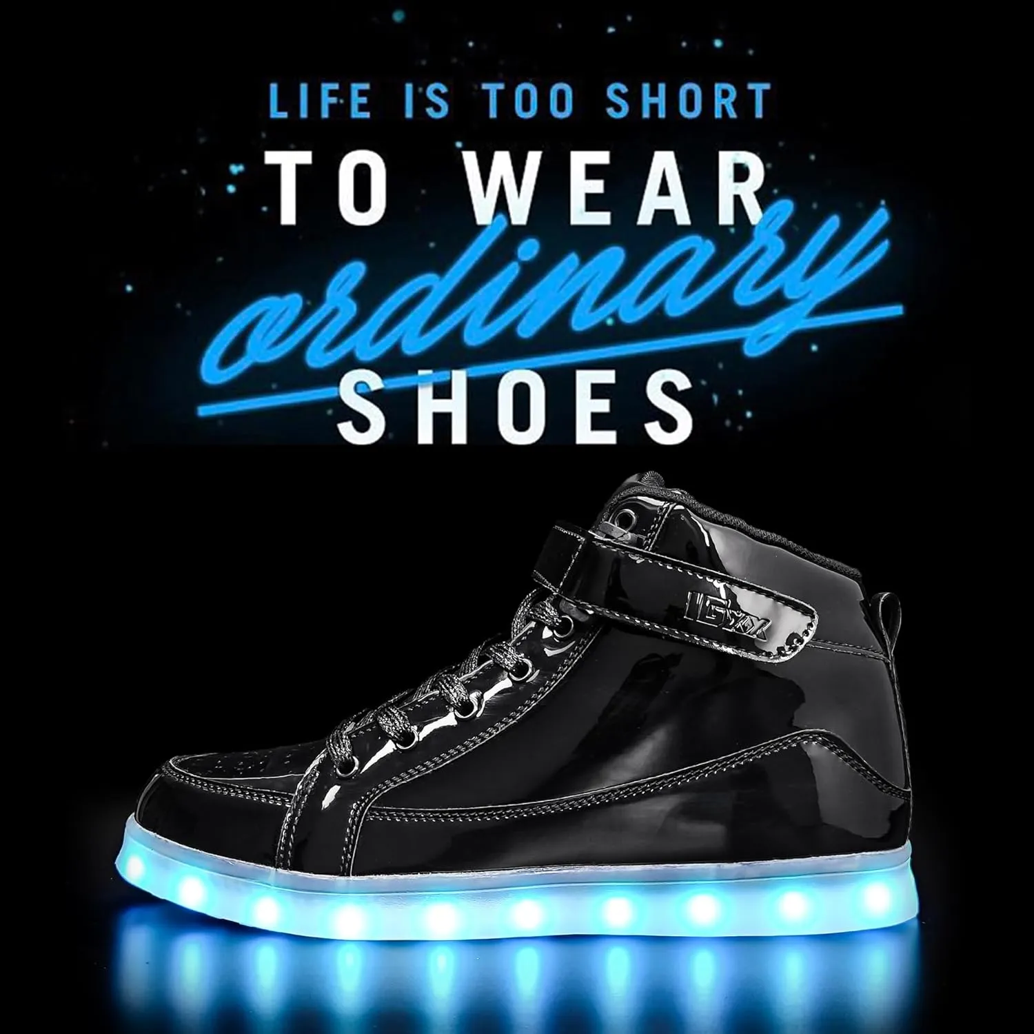 IGxx LED Light Up High Top Sneakers - USB Rechargeable, Glowing, Flashing Shoes for Men, Women & Kids