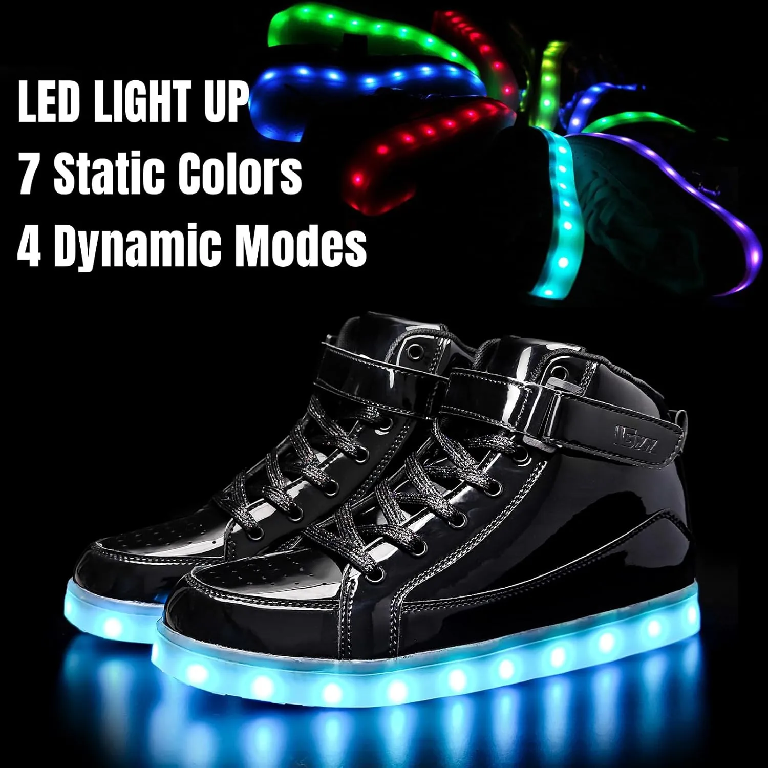 IGxx LED Light Up High Top Sneakers - USB Rechargeable, Glowing, Flashing Shoes for Men, Women & Kids