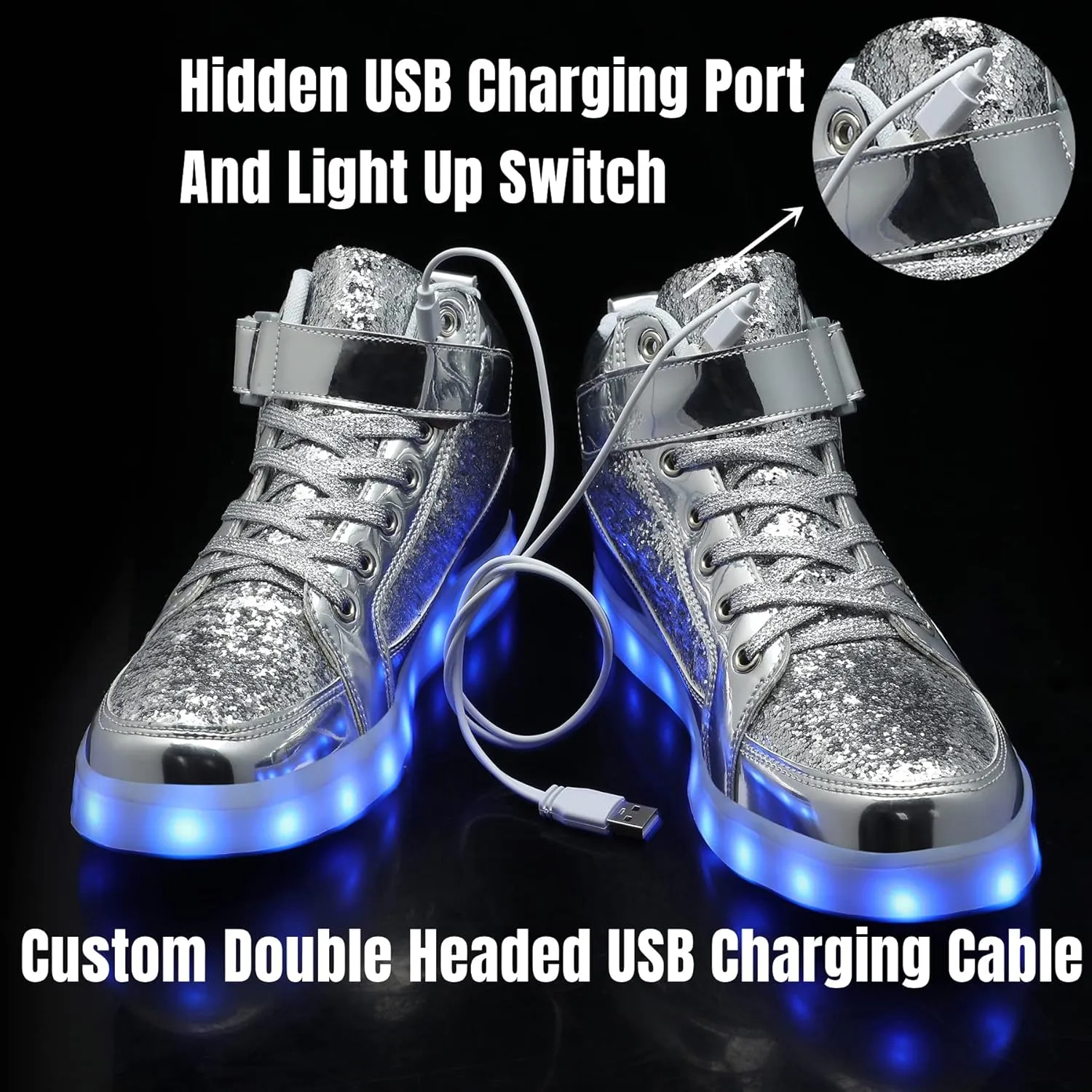 IGxx LED Shoes for Kids Light Up Shoes Boys Girls Fashion High Top LED Lights Sneakers Kids Glowing