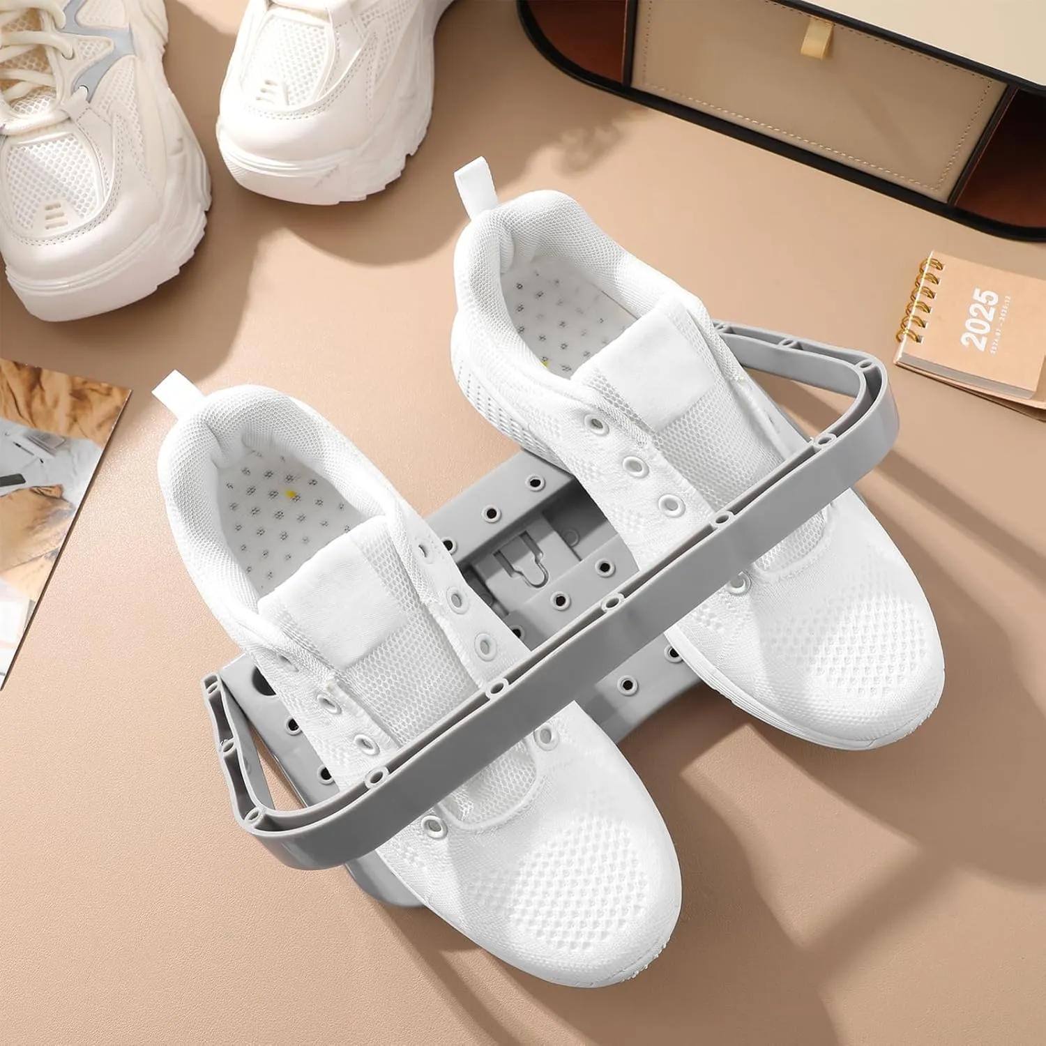iplusmile 2Pcs RV Shoe Storage Racks - Wall Mounted Foldable Camper Shoe Organizer Shelf - Space-Saving Various Footwear Holder Essential Accessories for Travel Trailers