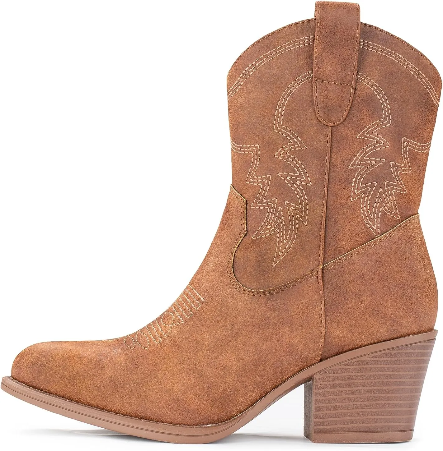 IXU Cowboy Boots for Women Ankle Cowgirl Booties Wide Mid Calf Pointed Toe Western Boots Short Chunky Classic Booties