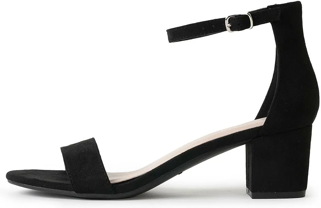 J. Adams Daisy Heeled Sandals - Ankle Strap Low Block, Open Toe Dress Pumps, Chunky Heels - Dressy Shoes for Women - Bridal, Wedding, Summer Sandals