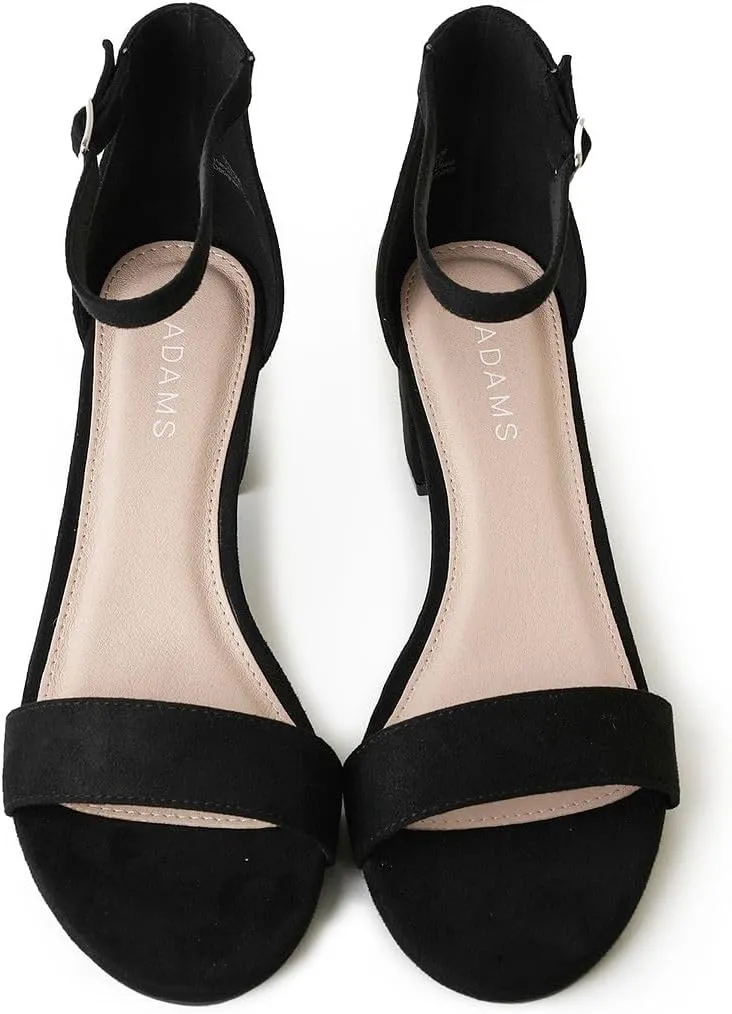 J. Adams Daisy Heeled Sandals - Ankle Strap Low Block, Open Toe Dress Pumps, Chunky Heels - Dressy Shoes for Women - Bridal, Wedding, Summer Sandals