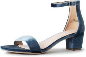 J. Adams Daisy Heeled Sandals - Ankle Strap Low Block, Open Toe Dress Pumps, Chunky Heels - Dressy Shoes for Women - Bridal, Wedding, Summer Sandals