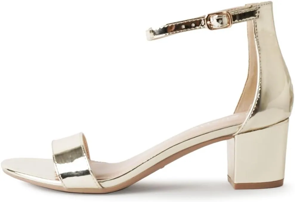 J. Adams Daisy Heeled Sandals - Ankle Strap Low Block, Open Toe Dress Pumps, Chunky Heels - Dressy Shoes for Women - Bridal, Wedding, Summer Sandals