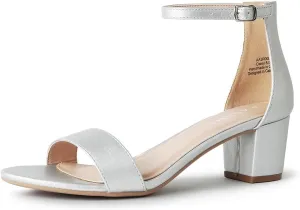 J. Adams Daisy Heeled Sandals - Ankle Strap Low Block, Open Toe Dress Pumps, Chunky Heels - Dressy Shoes for Women - Bridal, Wedding, Summer Sandals
