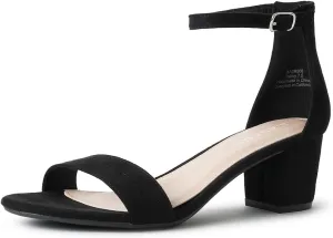 J. Adams Daisy Heeled Sandals - Ankle Strap Low Block, Open Toe Dress Pumps, Chunky Heels - Dressy Shoes for Women - Bridal, Wedding, Summer Sandals