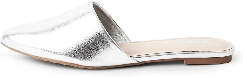 J. Adams Lennox Mules for Women - Closed Pointed Toe Flat Heel Slides