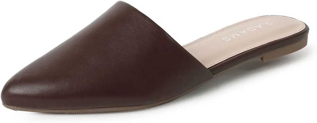 J. Adams Lennox Mules for Women - Closed Pointed Toe Flat Heel Slides