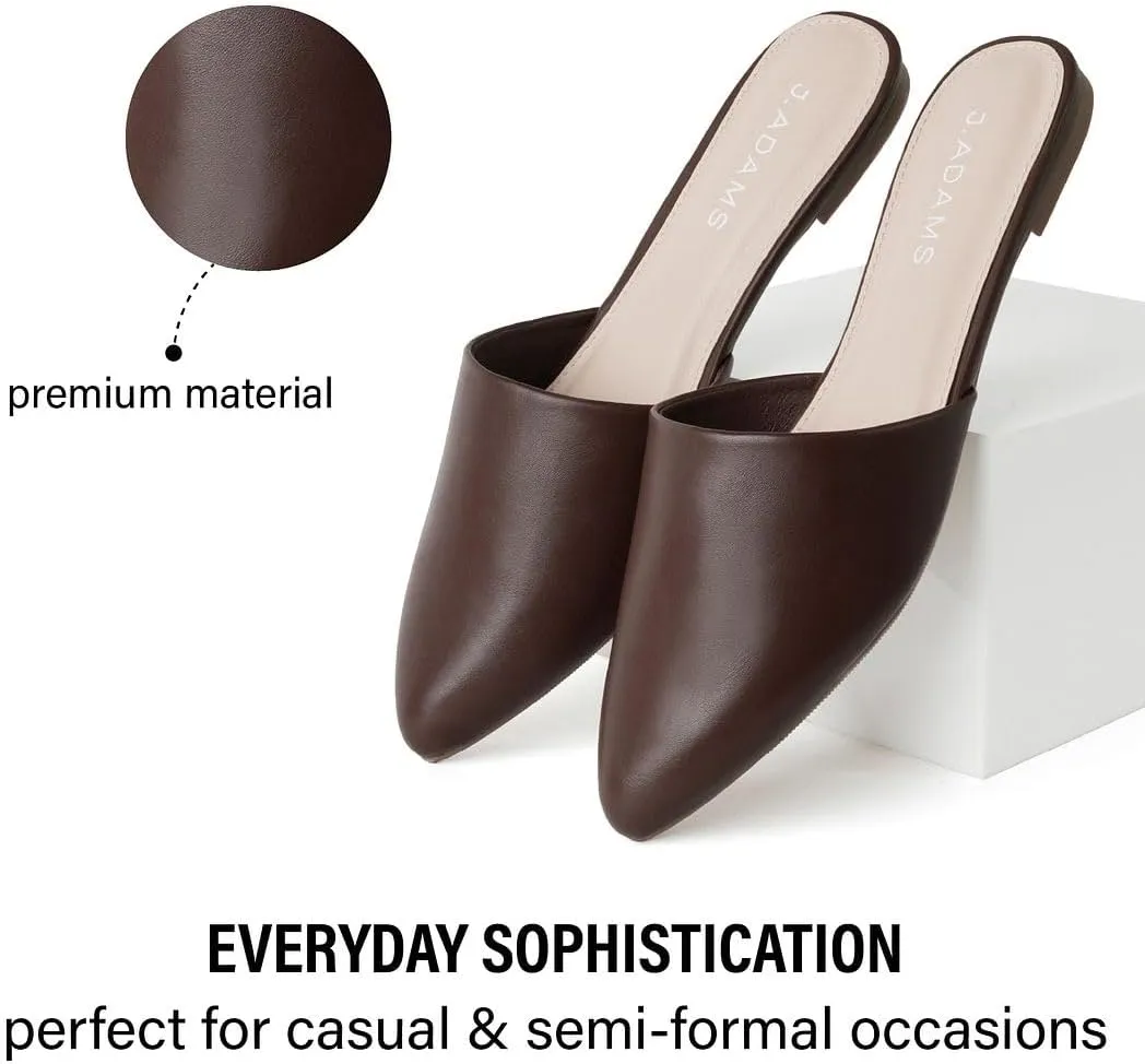 J. Adams Lennox Mules for Women - Closed Pointed Toe Flat Heel Slides