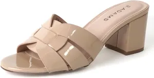 J. Adams Nori Mules for Women - Leather Slip On Heeled Sandals