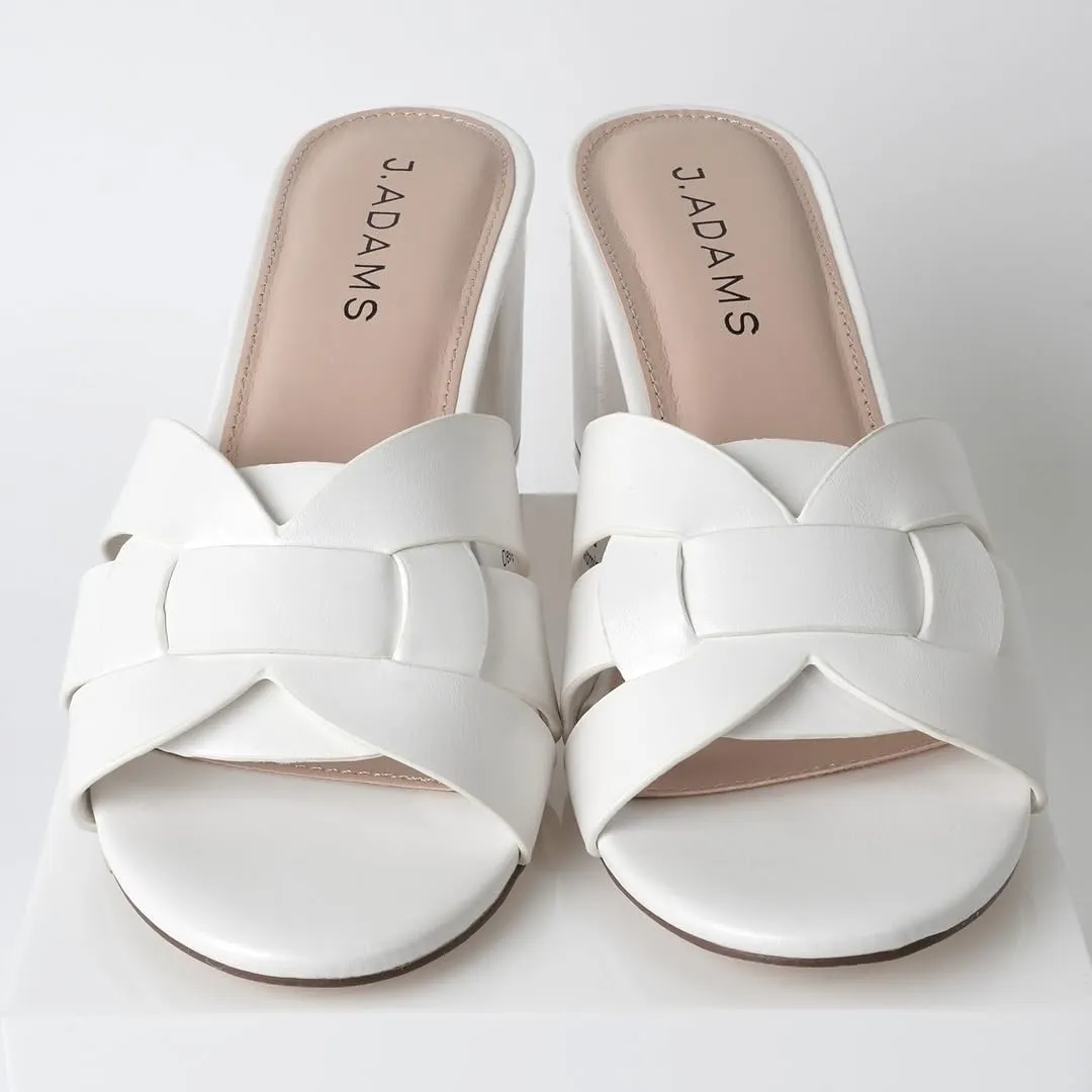 J. Adams Nori Mules for Women - Leather Slip On Heeled Sandals