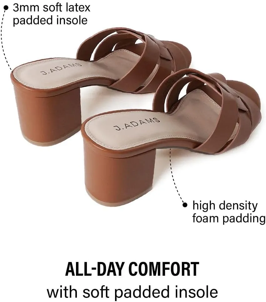 J. Adams Nori Mules for Women - Leather Slip On Heeled Sandals