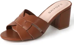 J. Adams Nori Mules for Women - Leather Slip On Heeled Sandals