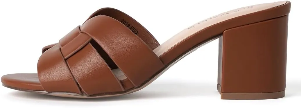 J. Adams Nori Mules for Women - Leather Slip On Heeled Sandals