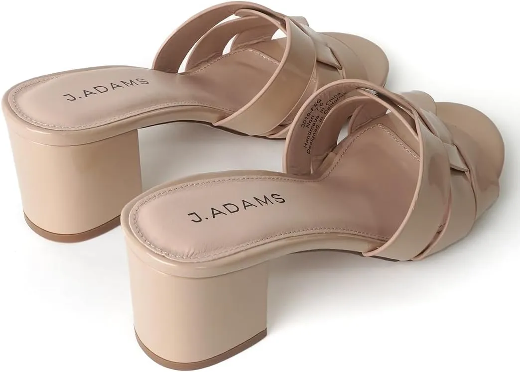 J. Adams Nori Mules for Women - Leather Slip On Heeled Sandals