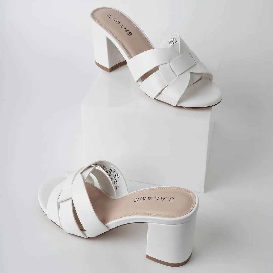 J. Adams Nori Mules for Women - Leather Slip On Heeled Sandals