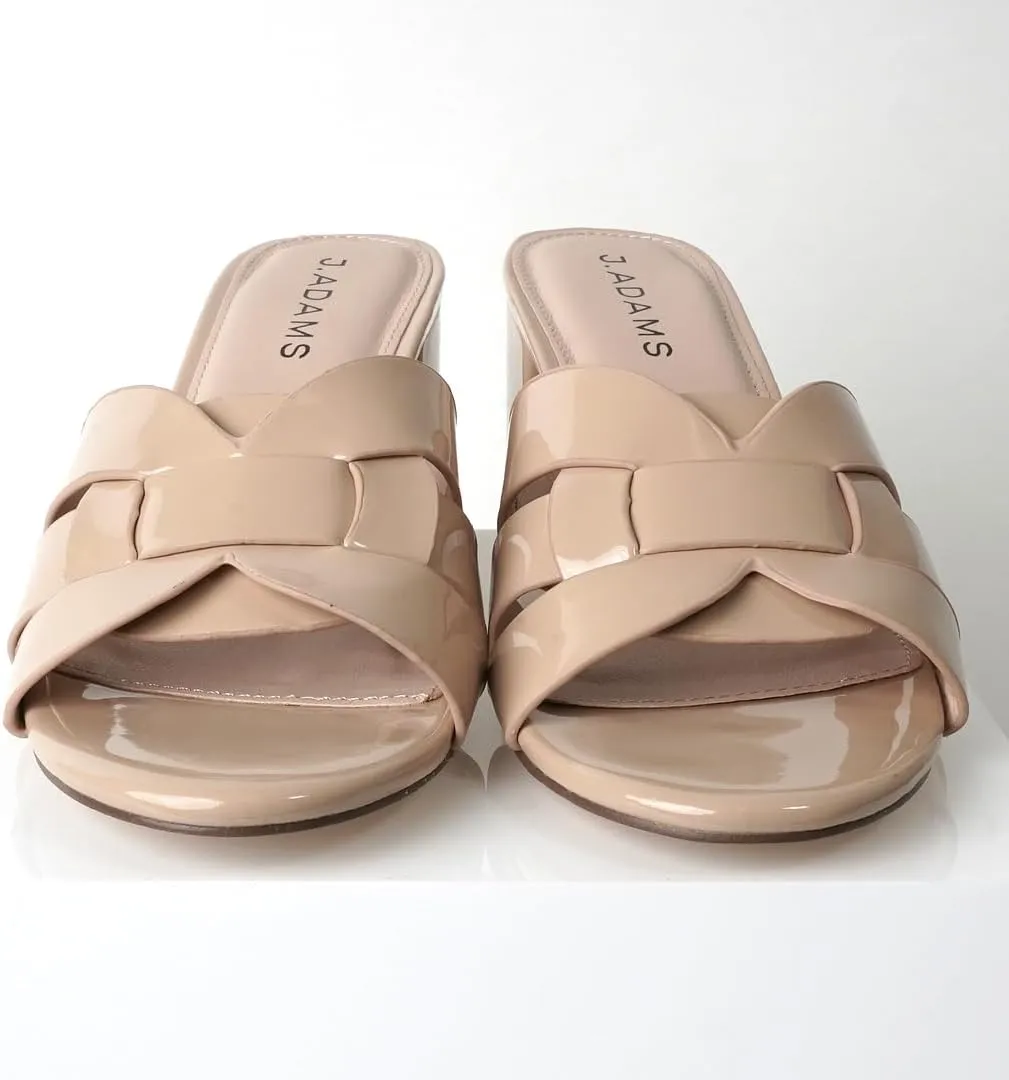 J. Adams Nori Mules for Women - Leather Slip On Heeled Sandals