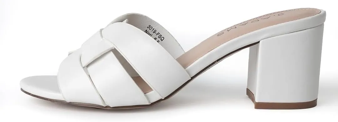 J. Adams Nori Mules for Women - Leather Slip On Heeled Sandals