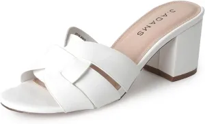 J. Adams Nori Mules for Women - Leather Slip On Heeled Sandals