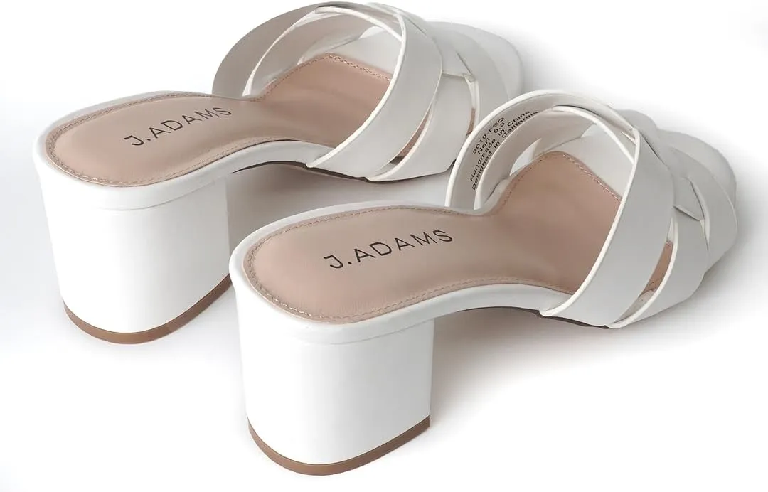 J. Adams Nori Mules for Women - Leather Slip On Heeled Sandals