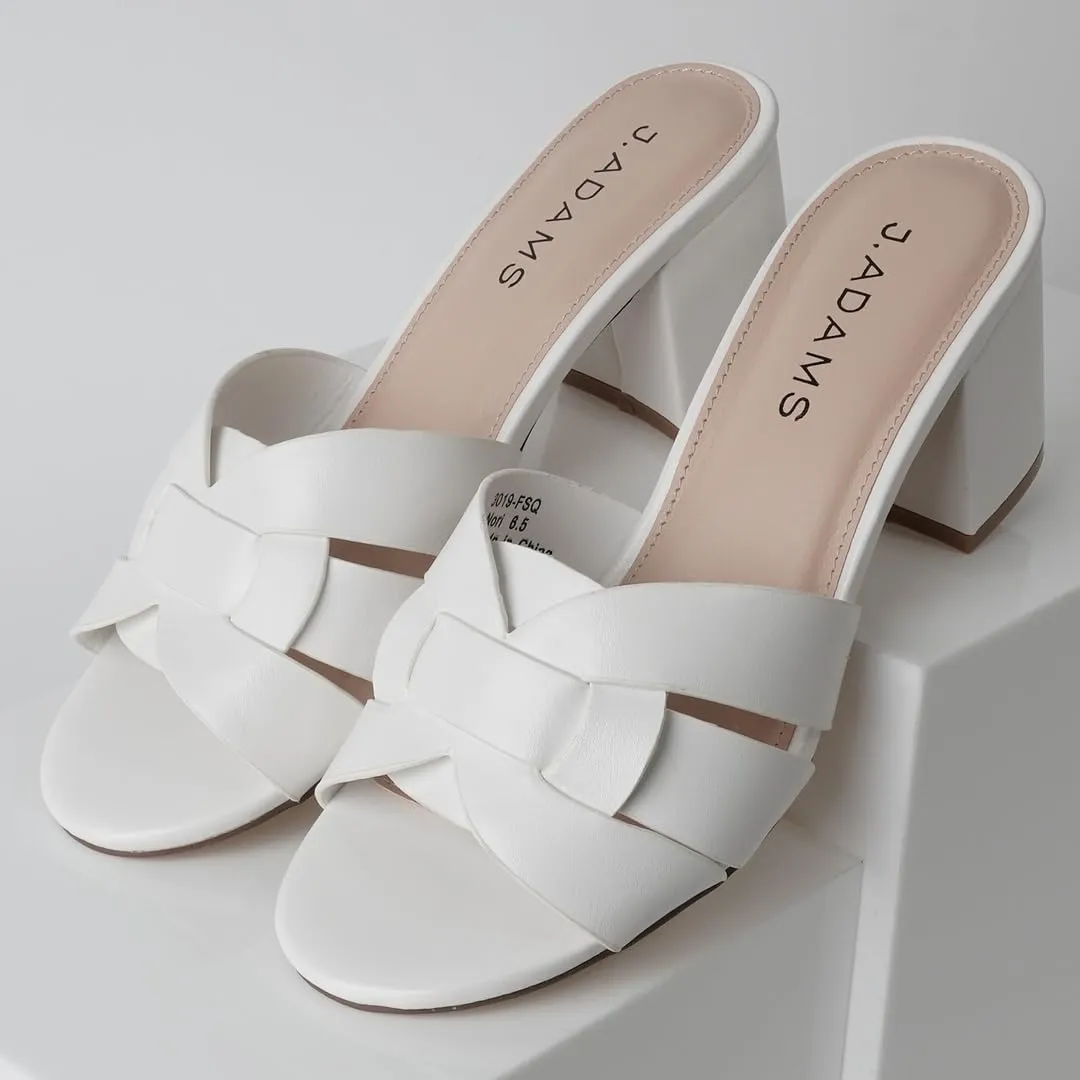J. Adams Nori Mules for Women - Leather Slip On Heeled Sandals