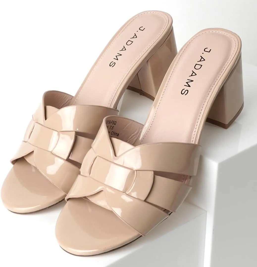 J. Adams Nori Mules for Women - Leather Slip On Heeled Sandals