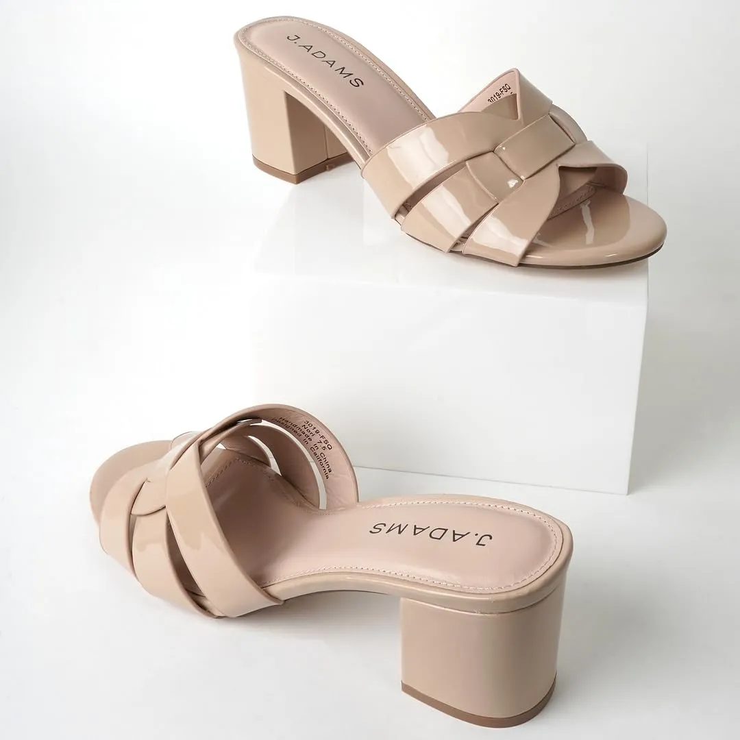 J. Adams Nori Mules for Women - Leather Slip On Heeled Sandals