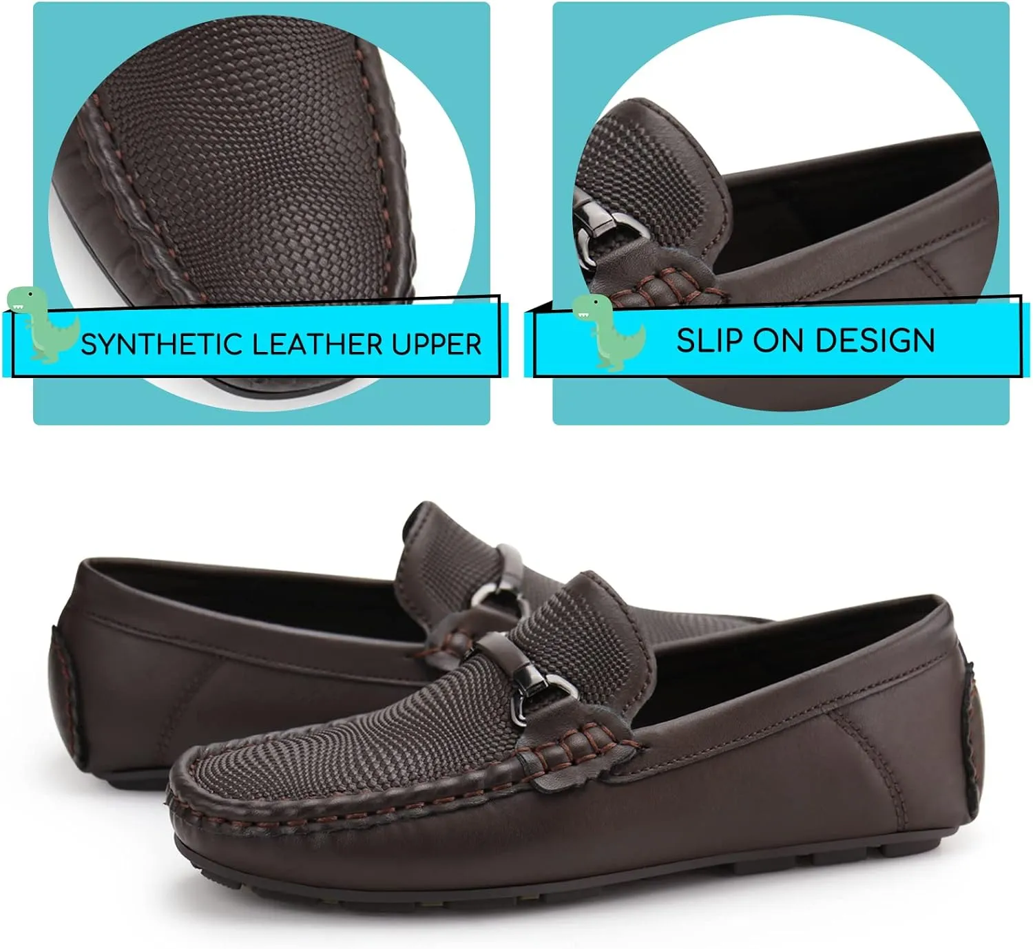 JABASIC Kids Penny Loafer Casual Slip-On Moccasin Flats Boys Dress Shoes