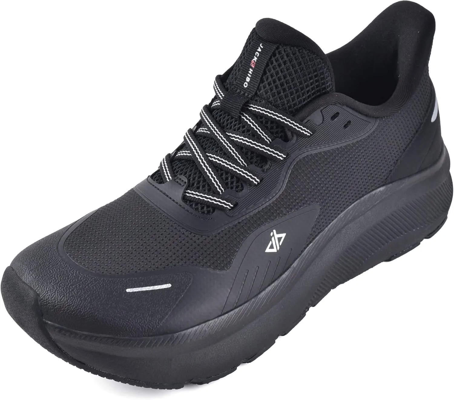 JACKSHIBO Mens Slip in Hands Free Shoes Wide Toe Box Slip On Walking Running Tennis Athletic Sneakers Arch Support Plantar Fasciitis Orthopedic Shoes with Metatarsal Pads Cushion Thick Zero Drop Sole