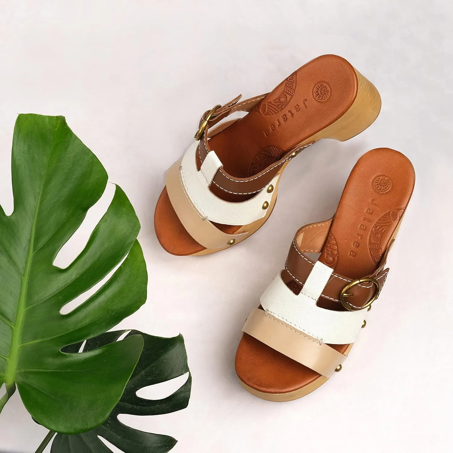 JATAREA Leather Wedge Sandals for Women | Women's Sandals Perfect for Summer