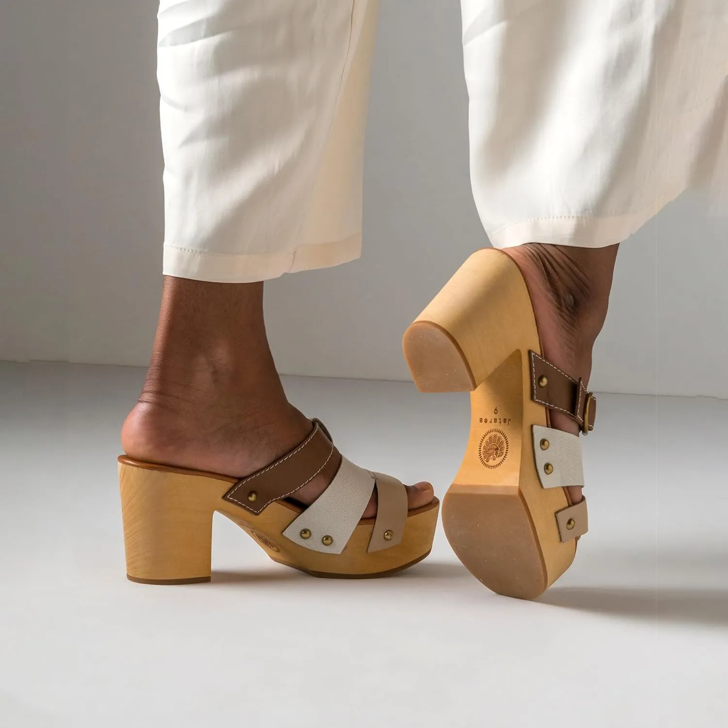 JATAREA Leather Wedge Sandals for Women | Women's Sandals Perfect for Summer