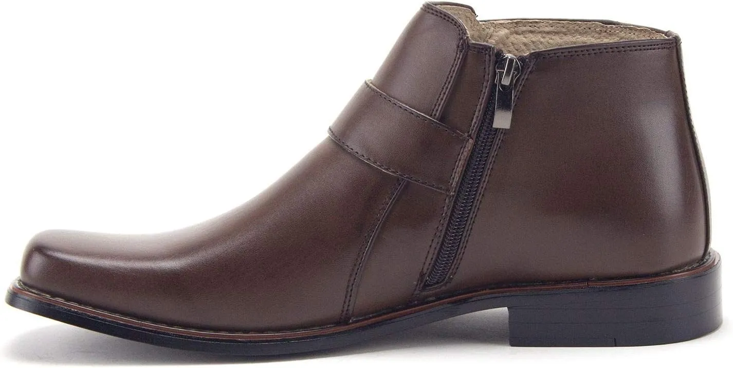 Jazame Mens Black Dress Boots Casual Ankle Short Belt Buckle Design Boot