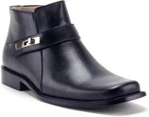 Jazame Mens Black Dress Boots Casual Ankle Short Belt Buckle Design Boot