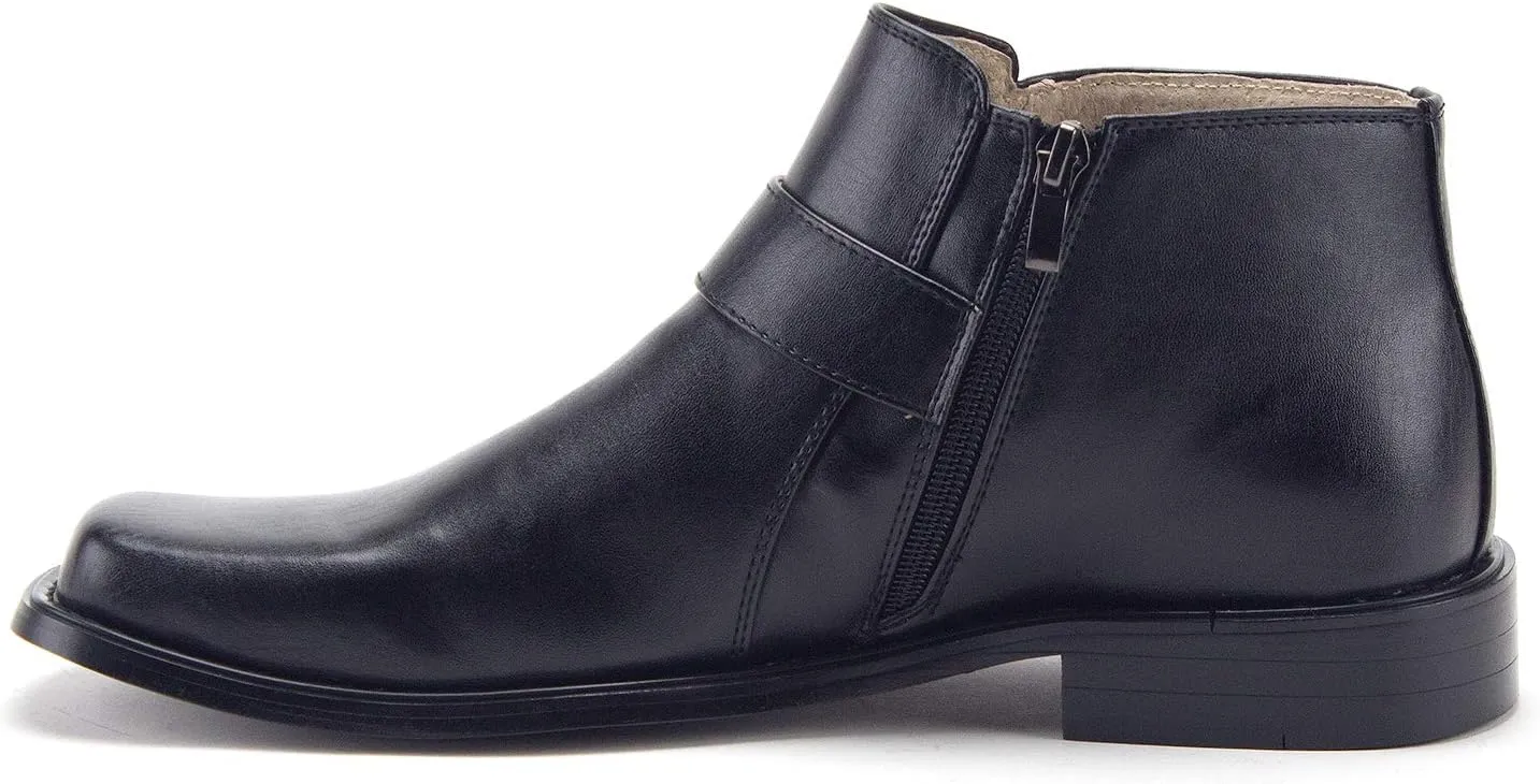 Jazame Mens Black Dress Boots Casual Ankle Short Belt Buckle Design Boot