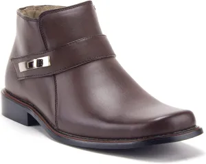 Jazame Mens Black Dress Boots Casual Ankle Short Belt Buckle Design Boot