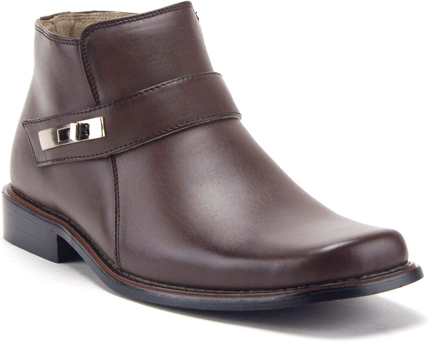 Jazame Mens Black Dress Boots Casual Ankle Short Belt Buckle Design Boot