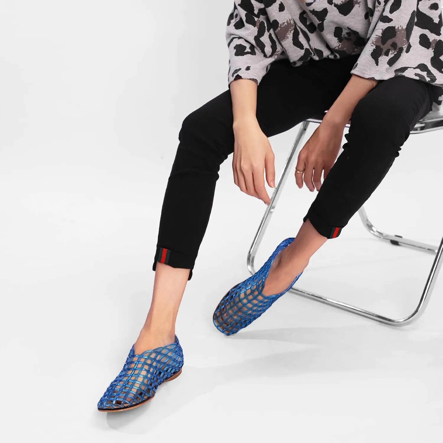 Jelly Mesh Ballet Flats - Comfortable Clear Jelly Shoes, Adult Women's Closed Toe Flats Sandals