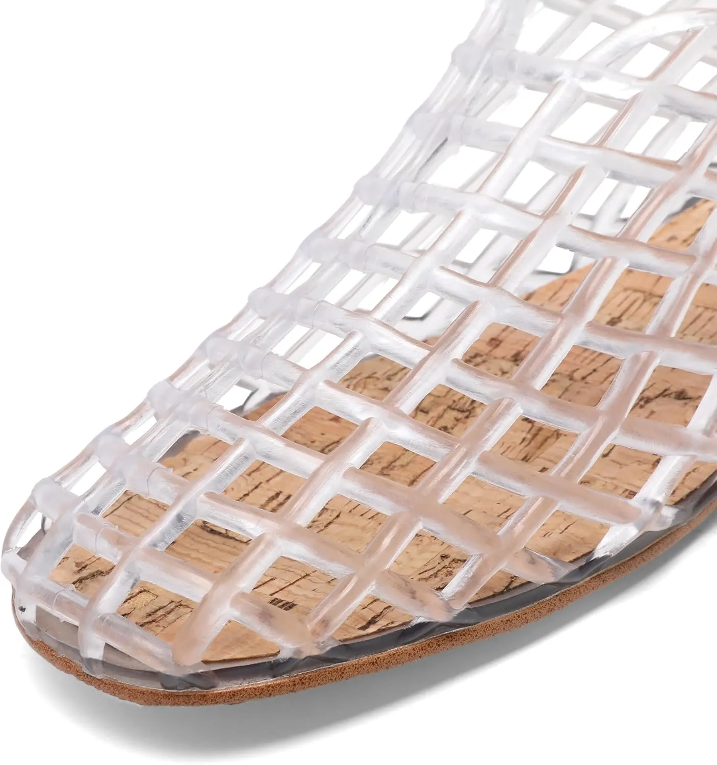 Jelly Mesh Ballet Flats - Comfortable Clear Jelly Shoes, Adult Women's Closed Toe Flats Sandals