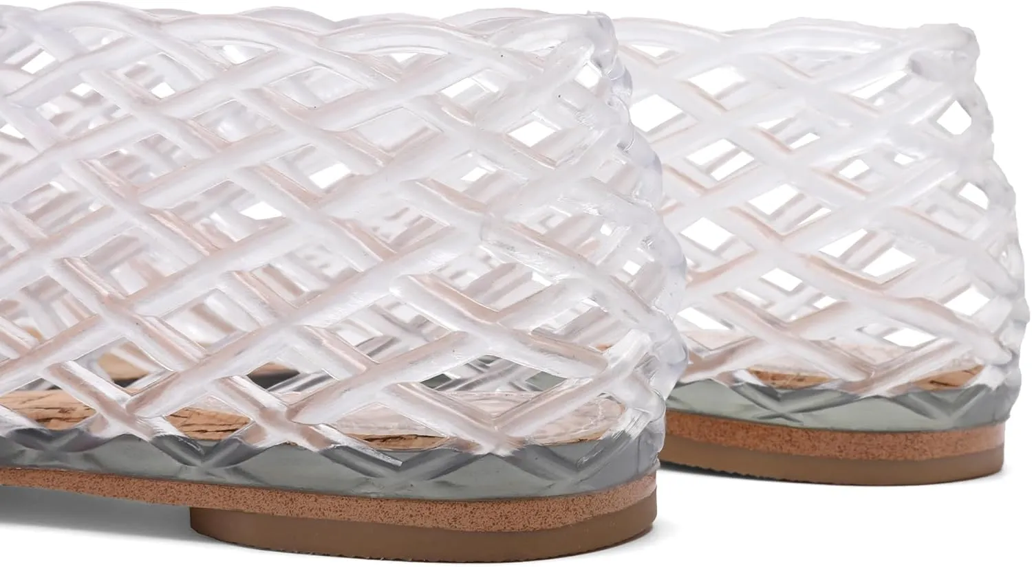 Jelly Mesh Ballet Flats - Comfortable Clear Jelly Shoes, Adult Women's Closed Toe Flats Sandals