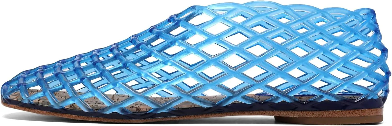 Jelly Mesh Ballet Flats - Comfortable Clear Jelly Shoes, Adult Women's Closed Toe Flats Sandals