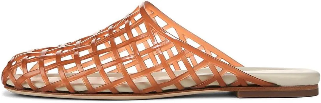 Jelly Shoes for Women Mesh Jelly Sandals Slides Closed Toe Flats Slip on Round Toe Summer Beach Slippers Mules