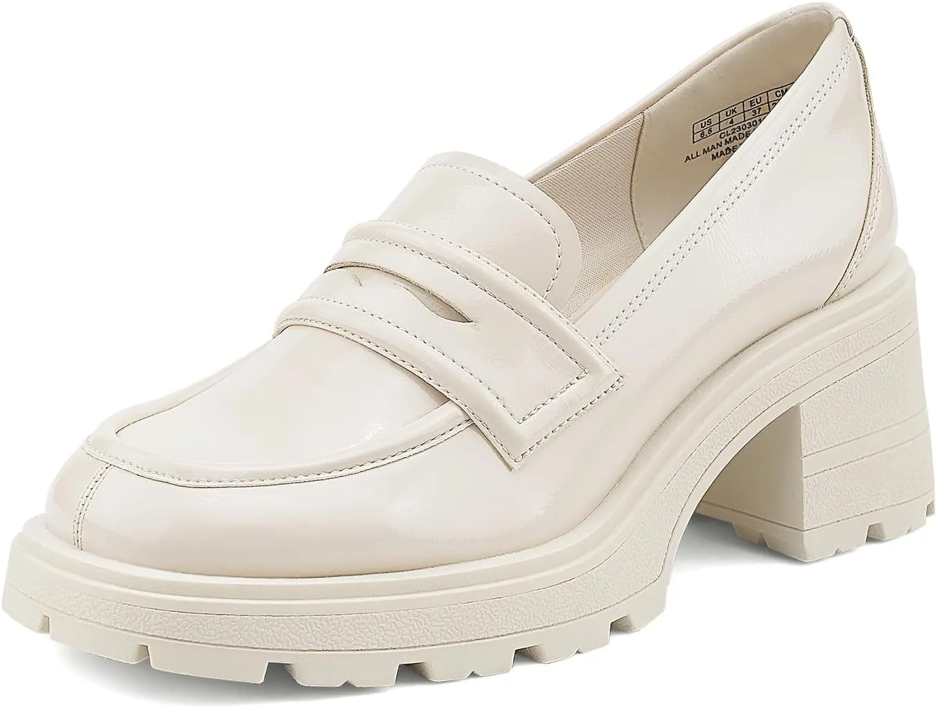 JENN ARDOR Chunky Block Heel Loafers for Women Closed Round Toe Platform Pumps Slip On Dress Shoes Wedding Party Office Lady Shoes